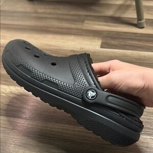 Mens Black Fluffy Crocs